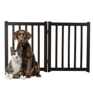Freestanding Dog Gate - 2-Panel Foldable Indoor Pet Fence - 40x24-Inch Wood Dog Gate for Stairs, Hallways, or Doorways by PETMAK