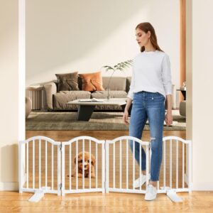 Snughome Dog Gate Indoor, 16 High Freestanding Dog Door Gates with Support Feet, Expands Up to 48 Wide Foldable Pet Gates for Do