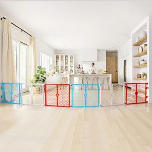 Regalo Safety 192-Inch Super Wide Baby Gate and Play Yard, 2-in-1 Convertible Plastic Baby Gate, Extra Wide Safety Barrier, Hard
