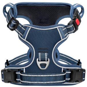 Timos Dog Harness Large Sized, No Pull Pet Harness with Neck Lockable Snap,No Choke Front Clip Dog Reflective Vest,Adjustable Me
